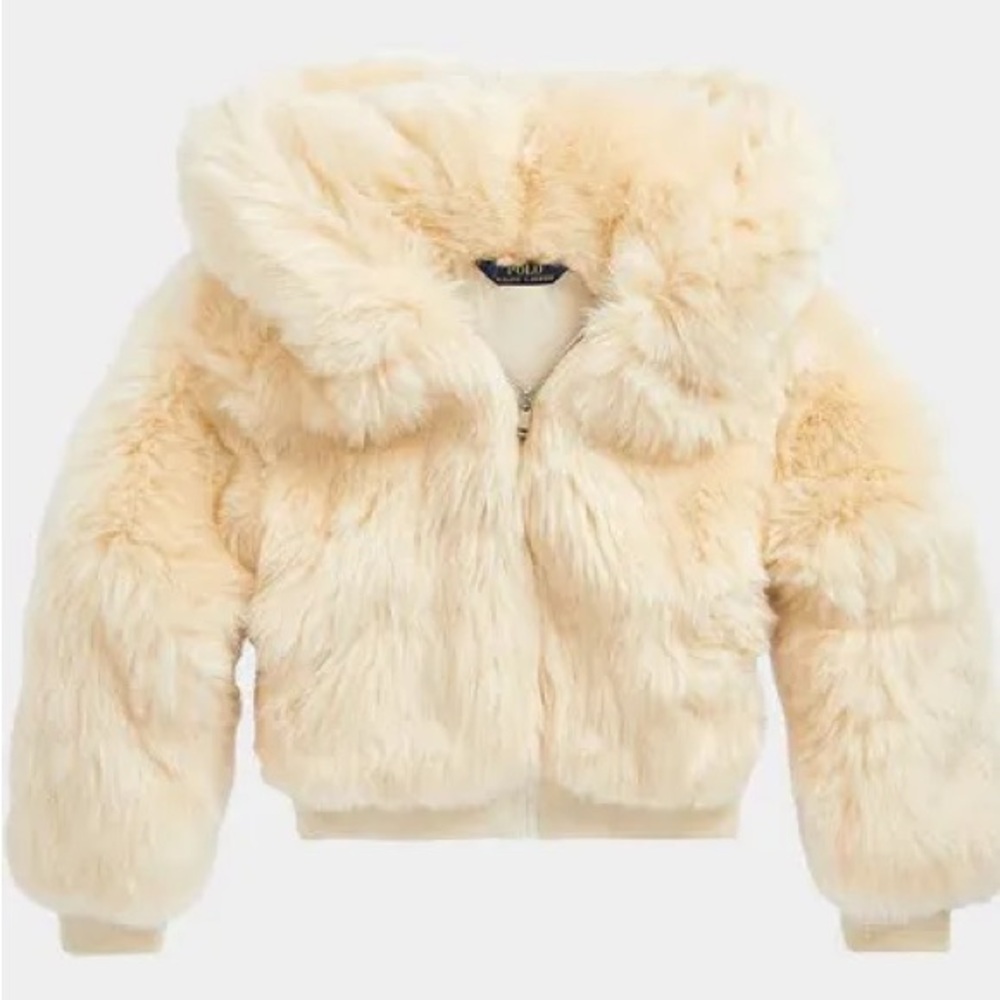 Polo by Ralph Lauren Kids Tan Faux Fur Puffer coat- send an offer ❤️❤️